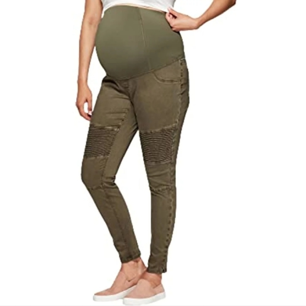 ⭐️40% Off⭐️ Isabel Maternity Olive Crossover Panel Utility Straight Jeggings